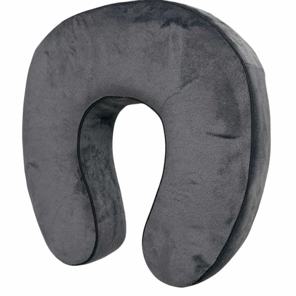 Plush U-Shaped Neck Pillow in Charcoal Grey EUC - Picture 2 of 4